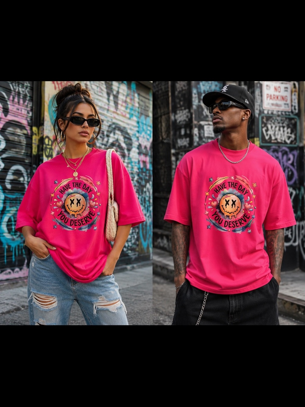 Have The Day You Deserve Graphic Tee - Hot Pink